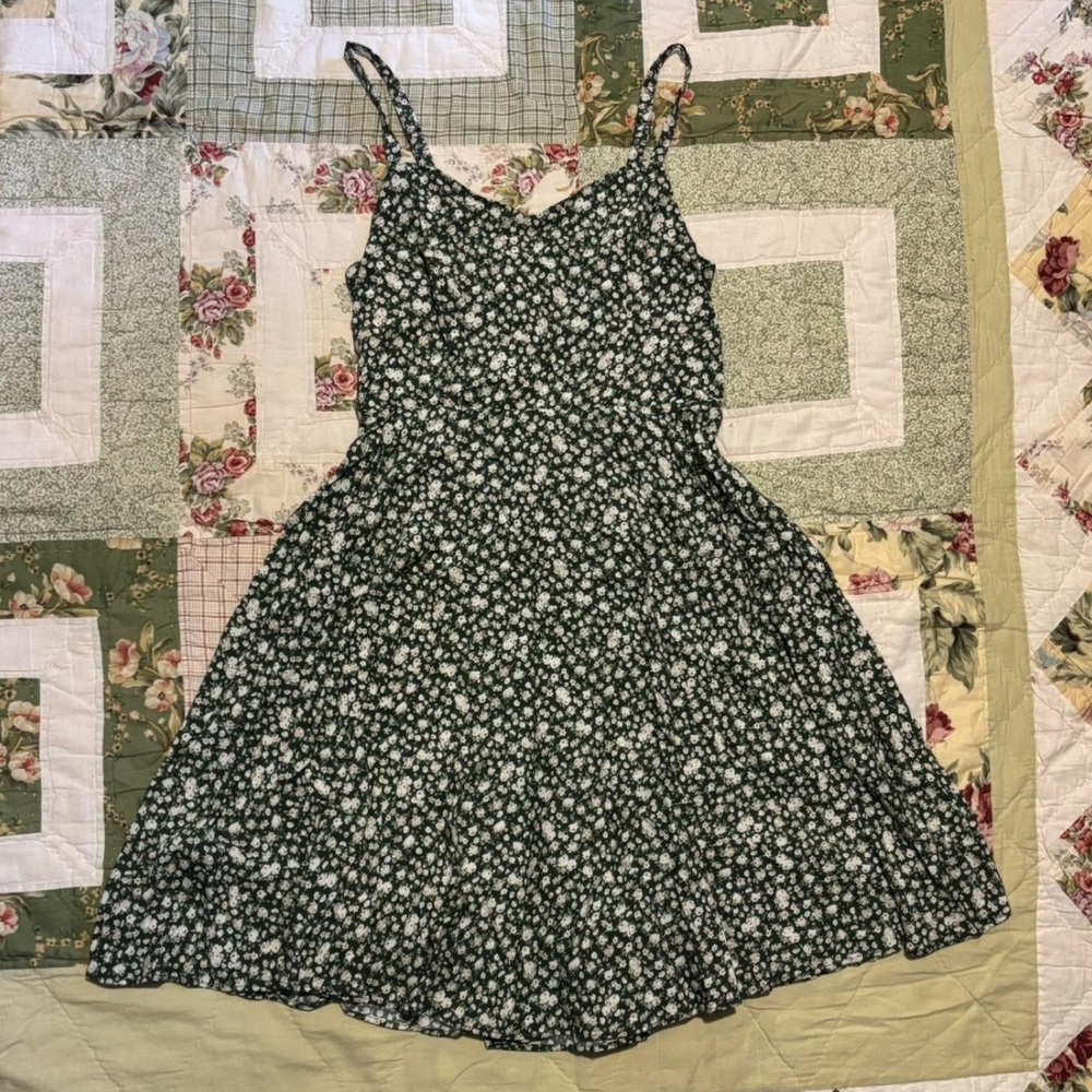 Ditsy Green Floral A-Line Mini Dress